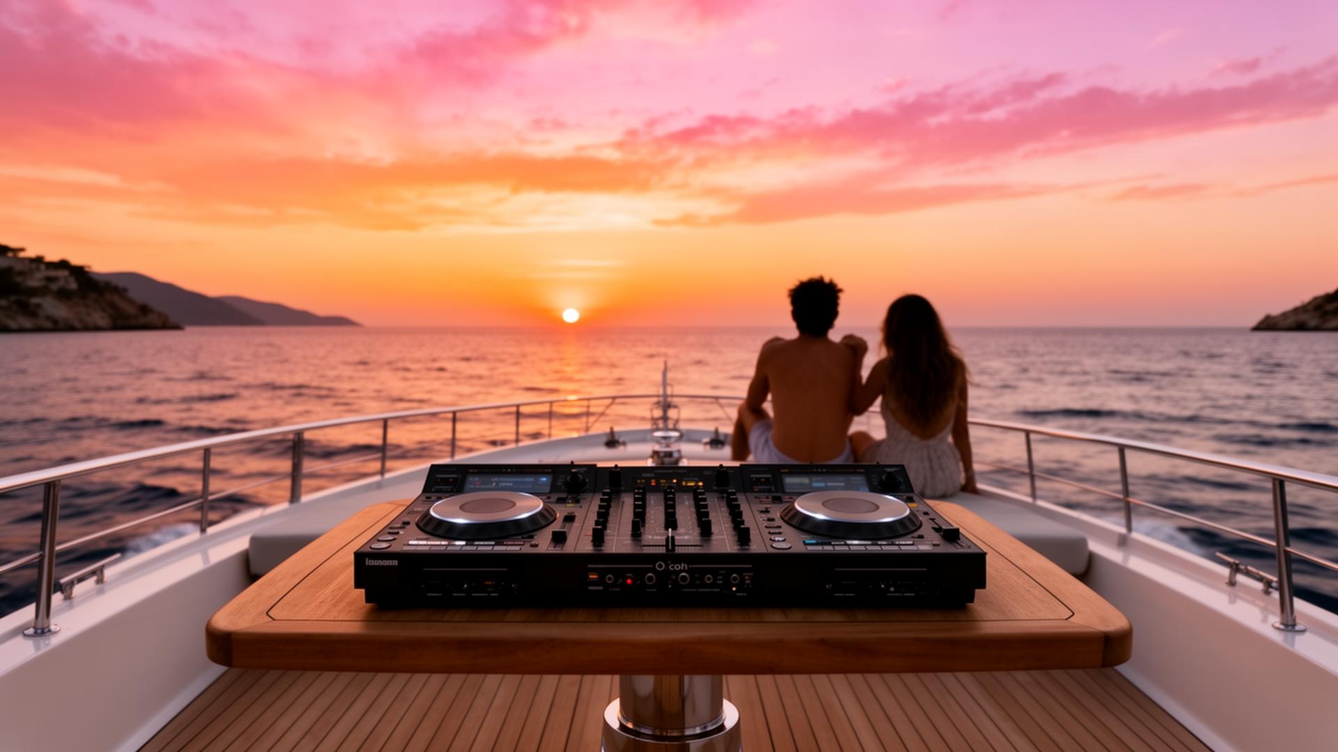 Sunset on board the Vytal yacht